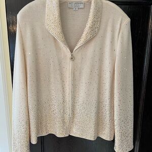 St. John Cream Blazer with Textured Knit